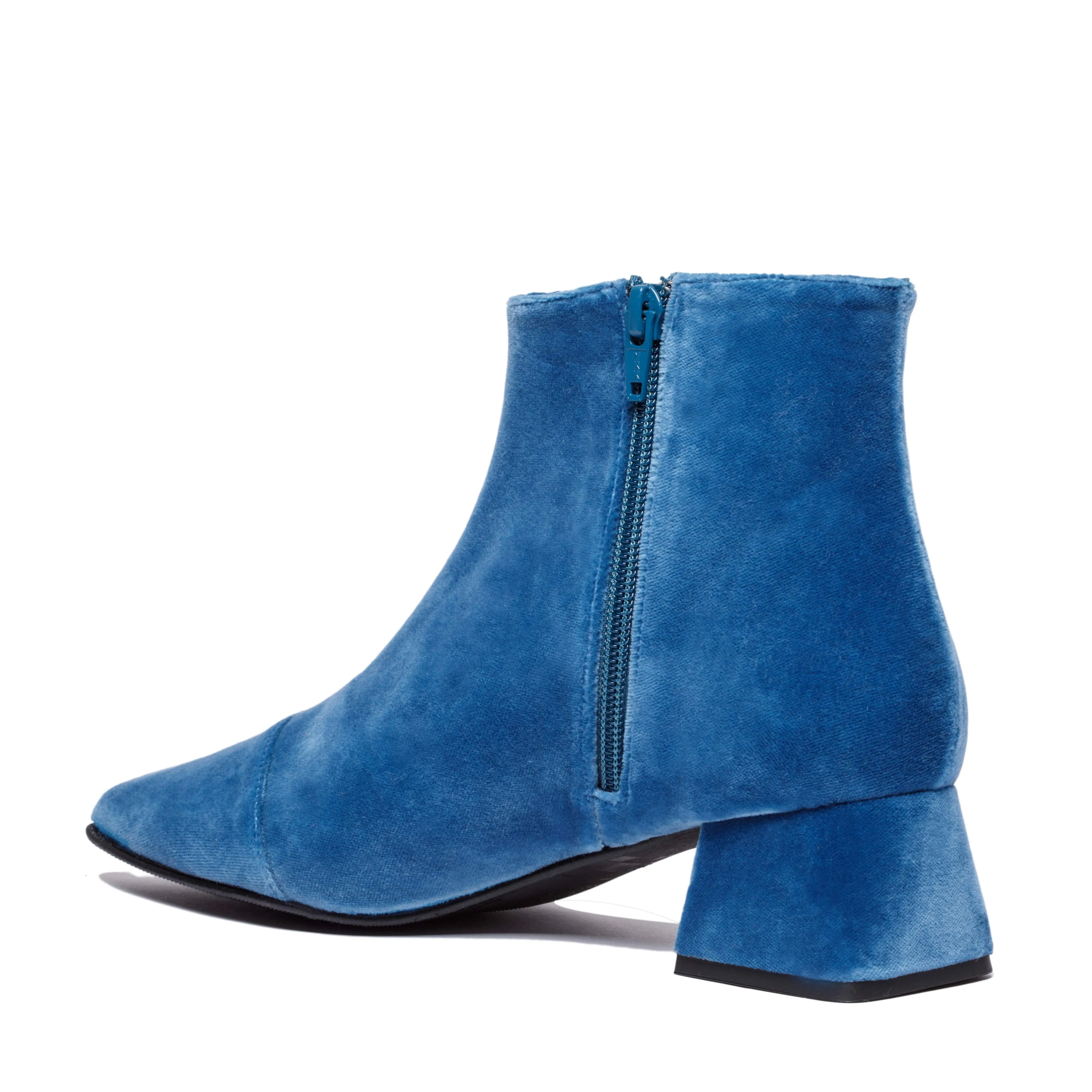 Dahlia Vegan Velvet Knöchelstiefel | Blau