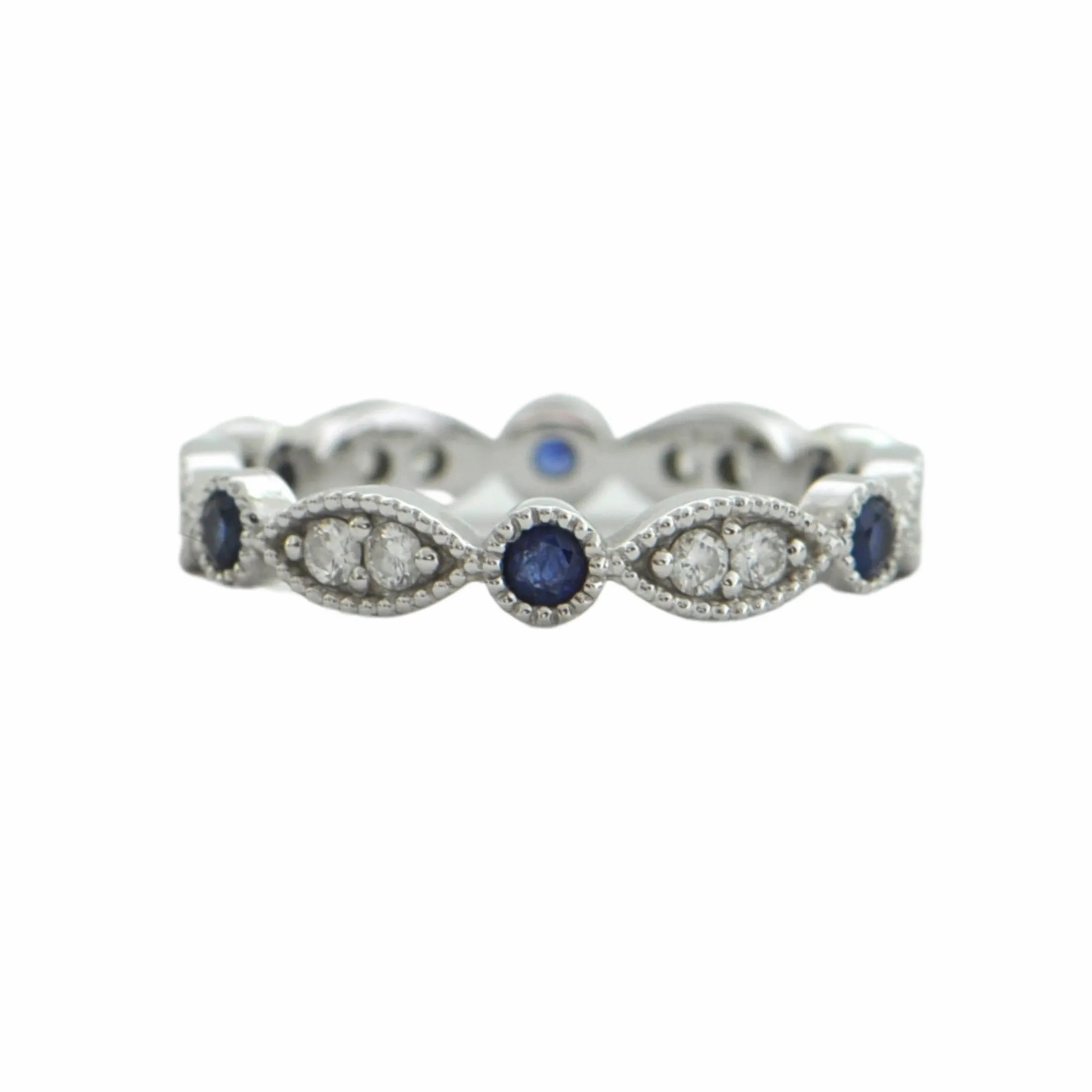 Daisy Exclusive Diamond &amp; Sapphire 18K White Gold Eternity Ring