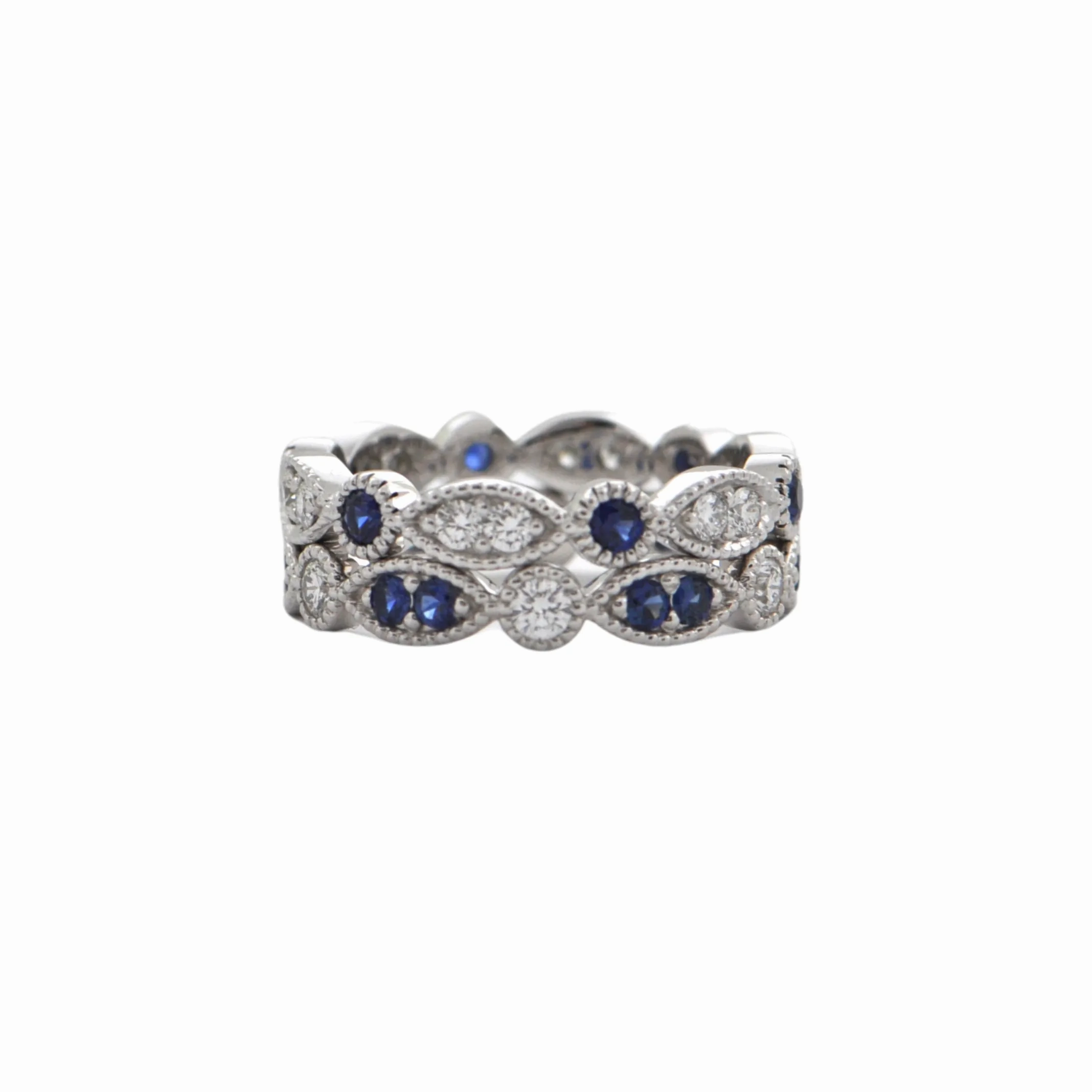 Daisy Exclusive Diamond &amp; Sapphire 18K White Gold Eternity Ring