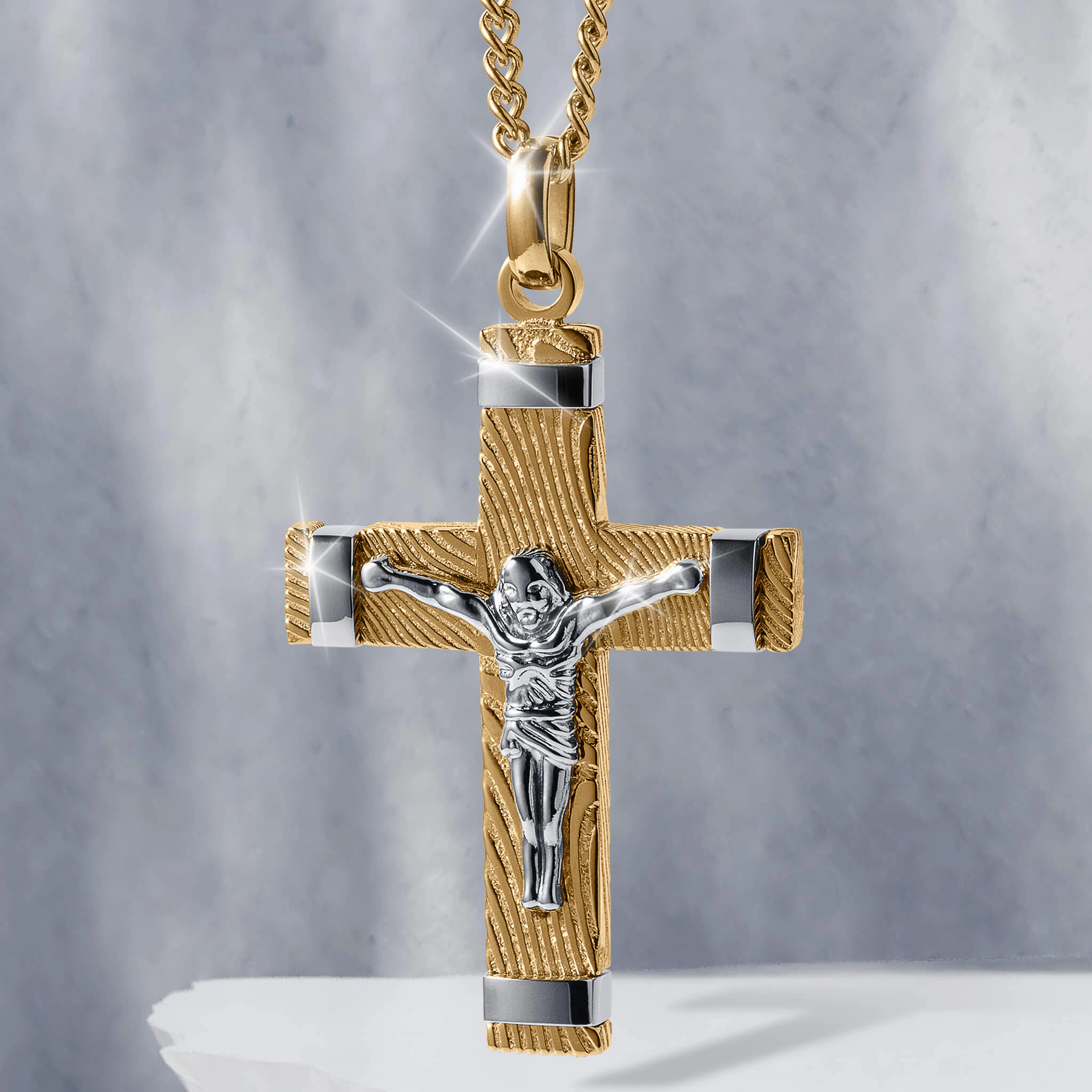 Damascus Crucifix Pendant
