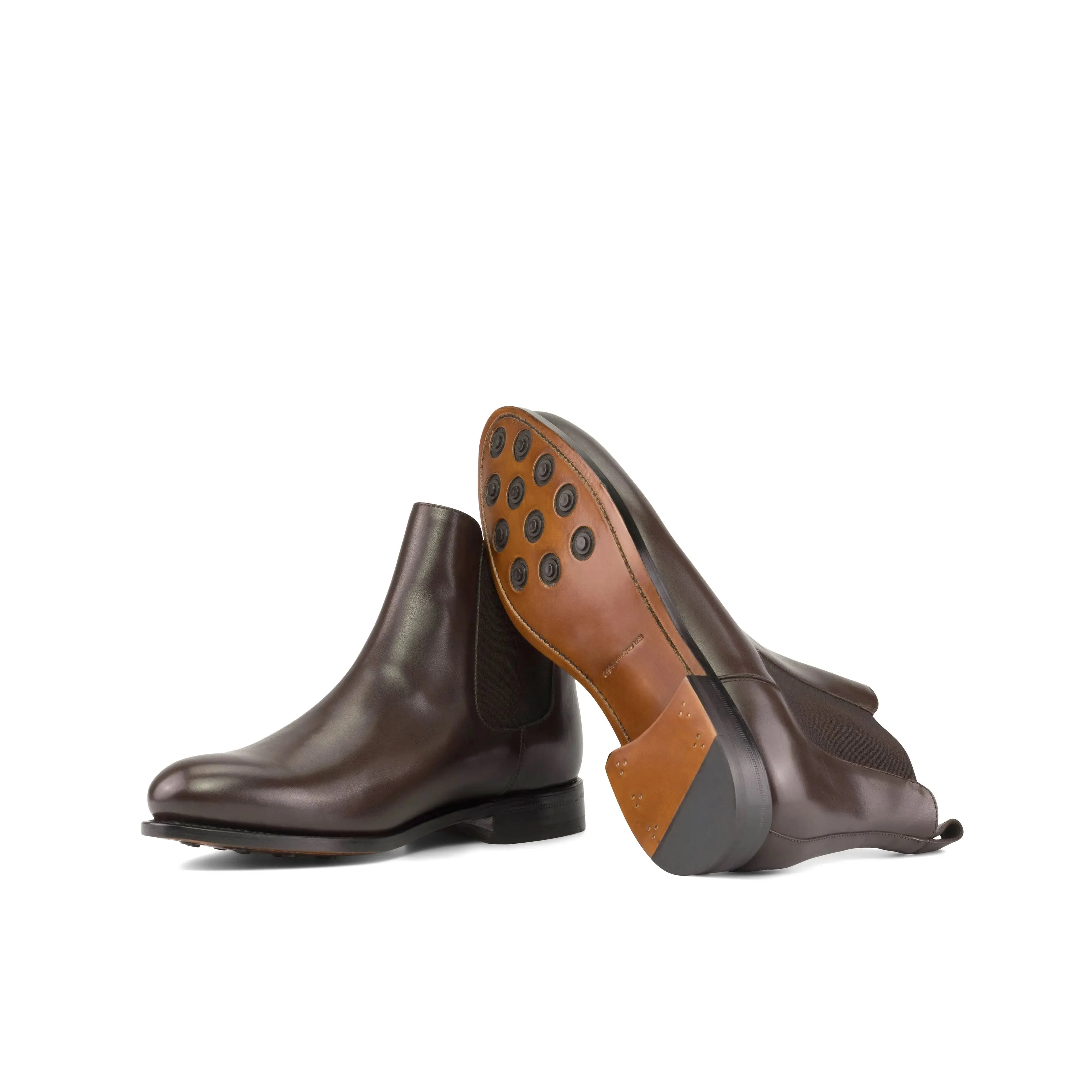 Dapperfam Schuhe DapperFam Monza in Dunkelbraun Herren Italienische Leder Chelsea Stiefel