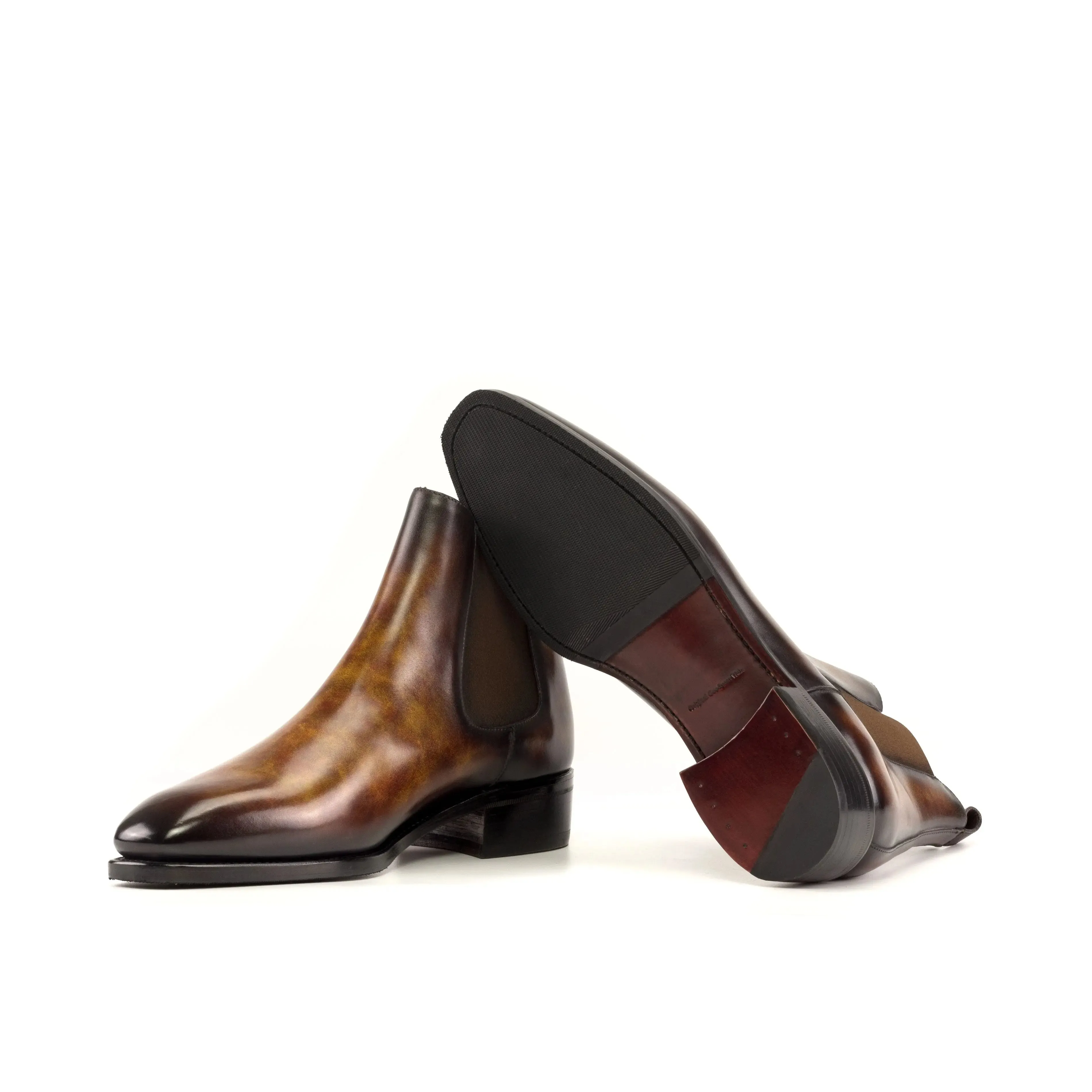 Dapperfam Schuhe DapperFam Monza in Feuer Herren-Handbemalte Patina Chelsea-Stiefel