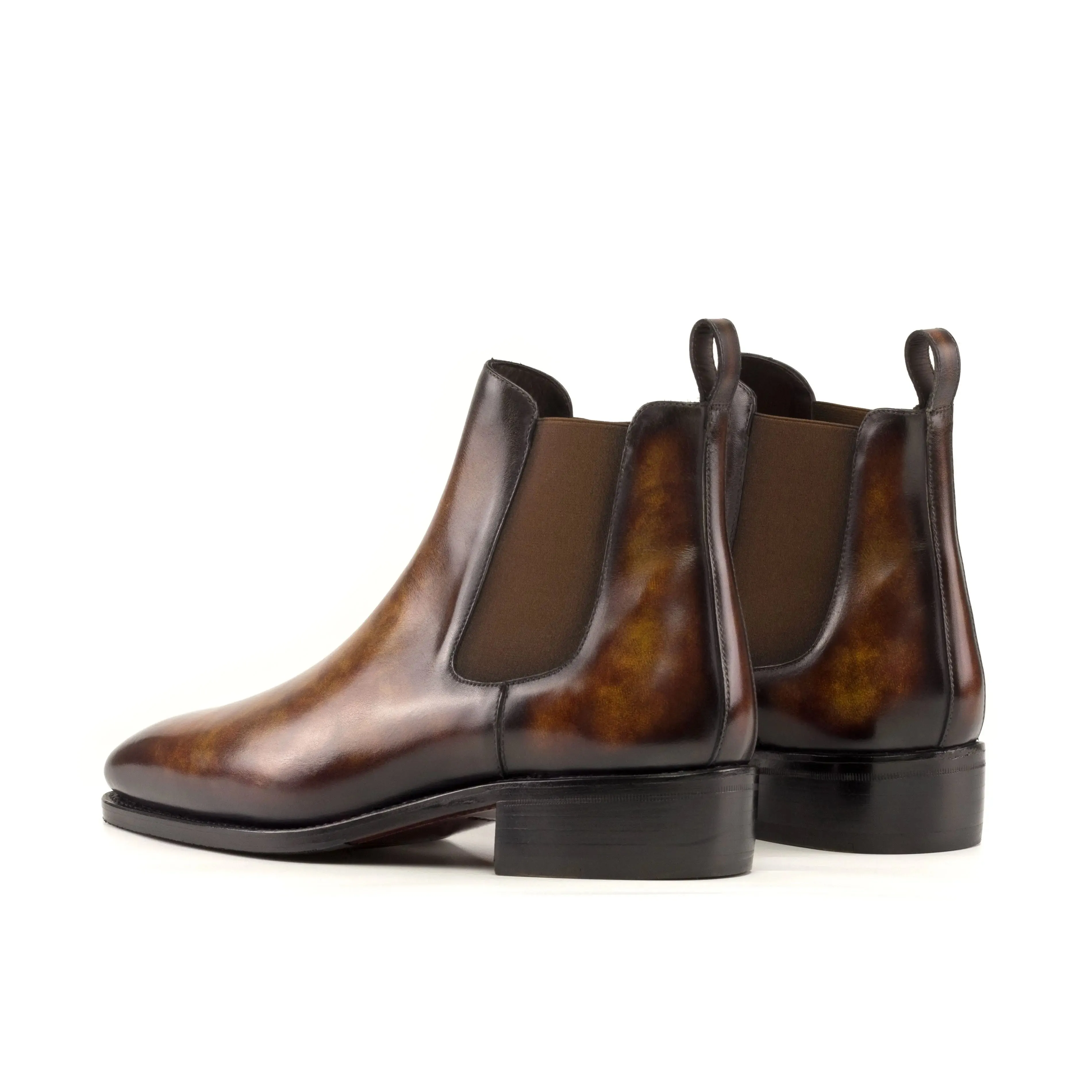 Dapperfam Schuhe DapperFam Monza in Feuer Herren-Handbemalte Patina Chelsea-Stiefel