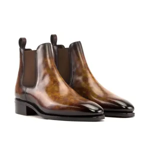 Dapperfam Schuhe DapperFam Monza in Feuer Herren-Handbemalte Patina Chelsea-Stiefel