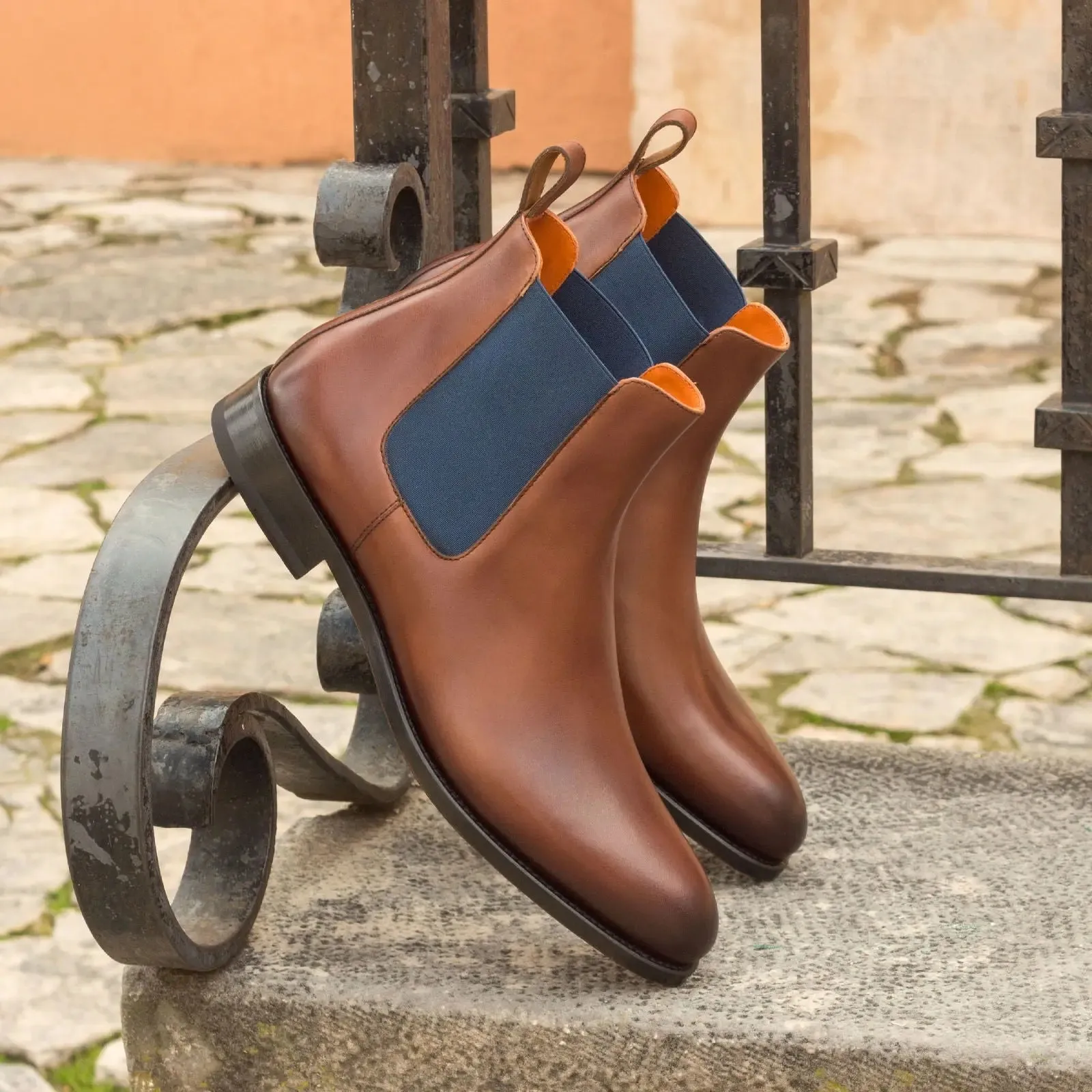 Dapperfam Schuhe DapperFam Monza in Mittelbraun Herren Italienische Leder Chelsea Stiefel