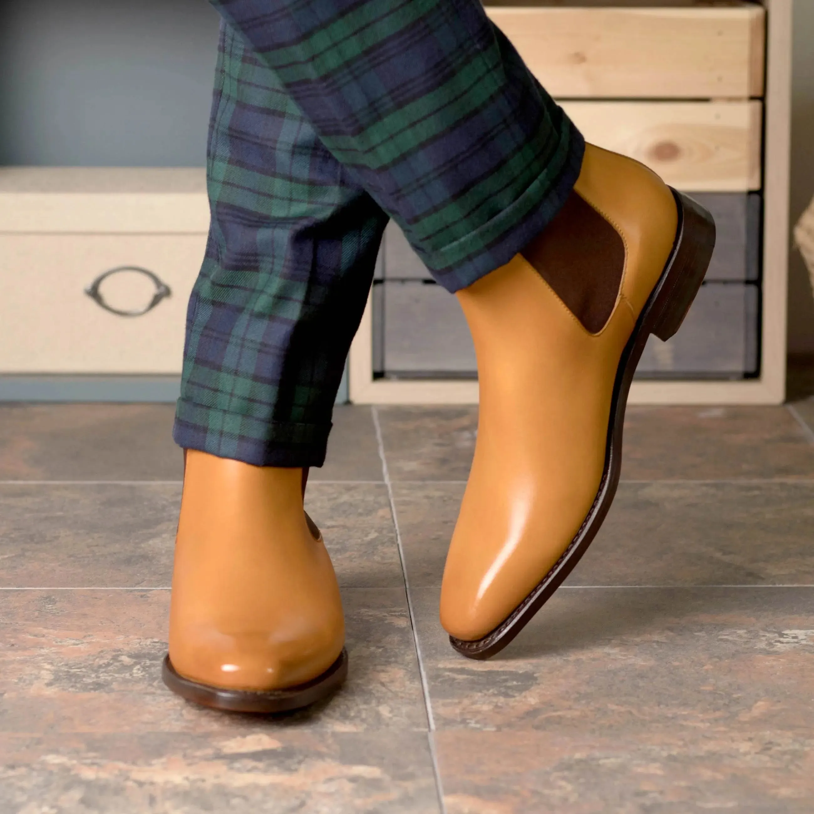 Dapperfam Schuhe DapperFam Monza in Orange Herren Chelsea Stiefel
