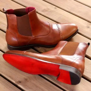 Dapperfam Schuhe DapperFam Vesuvio in Mittelbraun / Dunkelbraun Herren Italienisches Leder Chelsea Multi Boot
