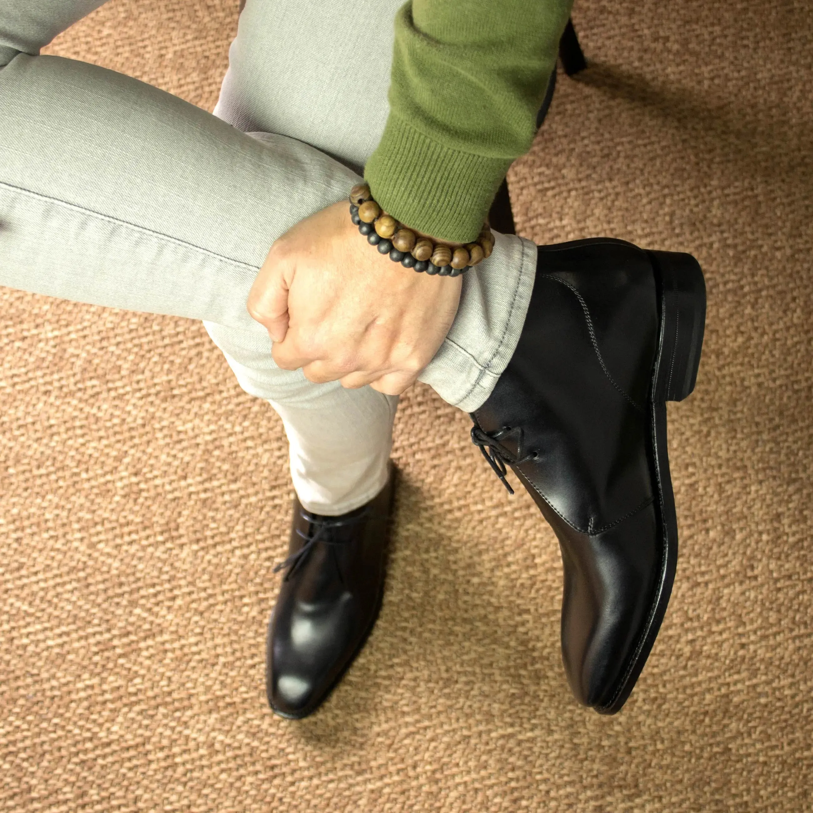 Dapperfam Schuhe DapperFam Vivace in Schwarz Herren Italienisches Leder Chukka