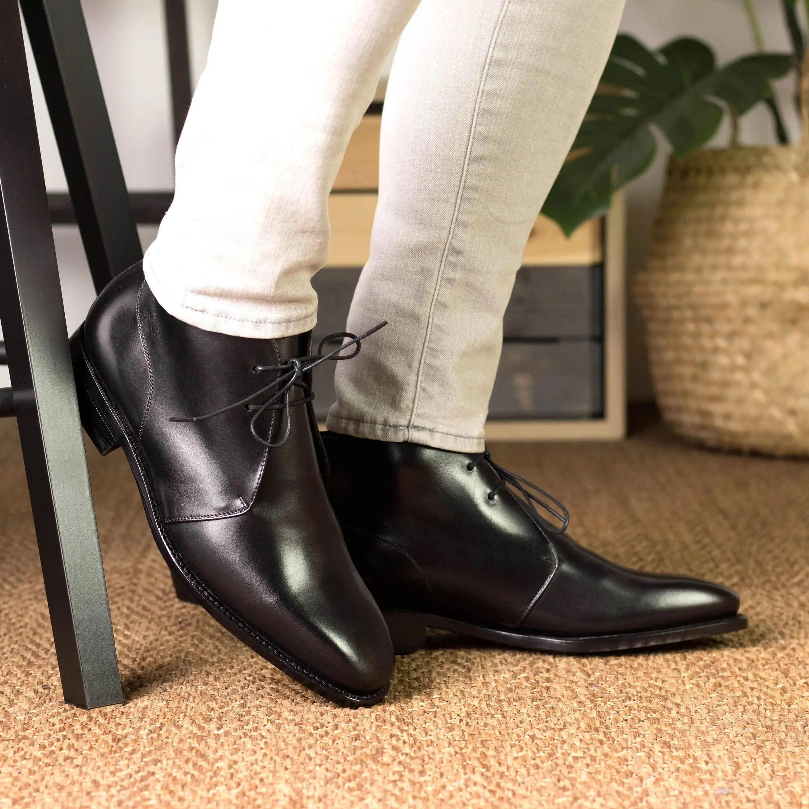 Dapperfam Schuhe DapperFam Vivace in Schwarz Herren Italienisches Leder Chukka