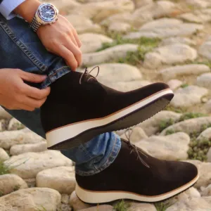 Dapperfam Schuhe DapperFam Vivace in Dunkelbraun Herren Lux Wildleder Chukka