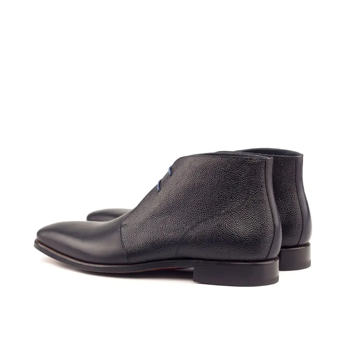 Dapperfam Schuhe DapperFam Vivace in Marineblau / Schwarz Herren Italienisches Leder & Italienisches Narbenleder Chukka
