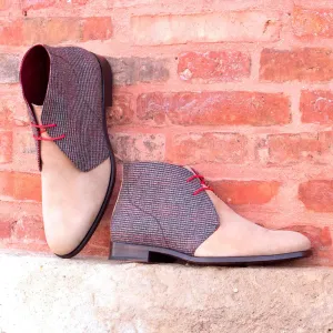Dapperfam Schuhe DapperFam Vivace in Taube / Tweed Herren Maßschuh & Italienisches Wildleder Chukka