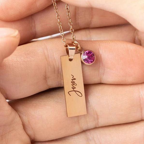 December Flower Birthday Stone Necklace Laser Birthday