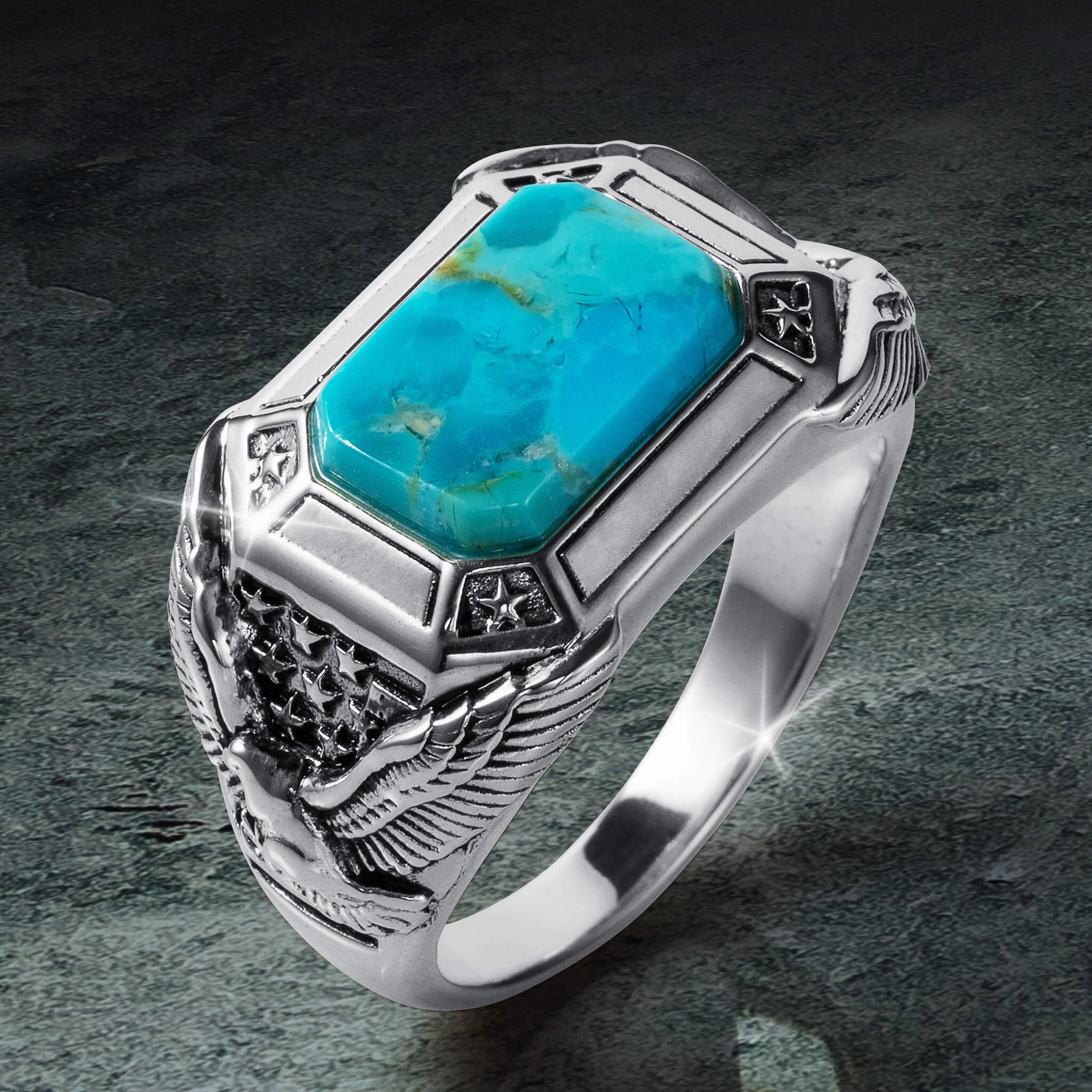 Desert Wings Turquoise Mens Ring