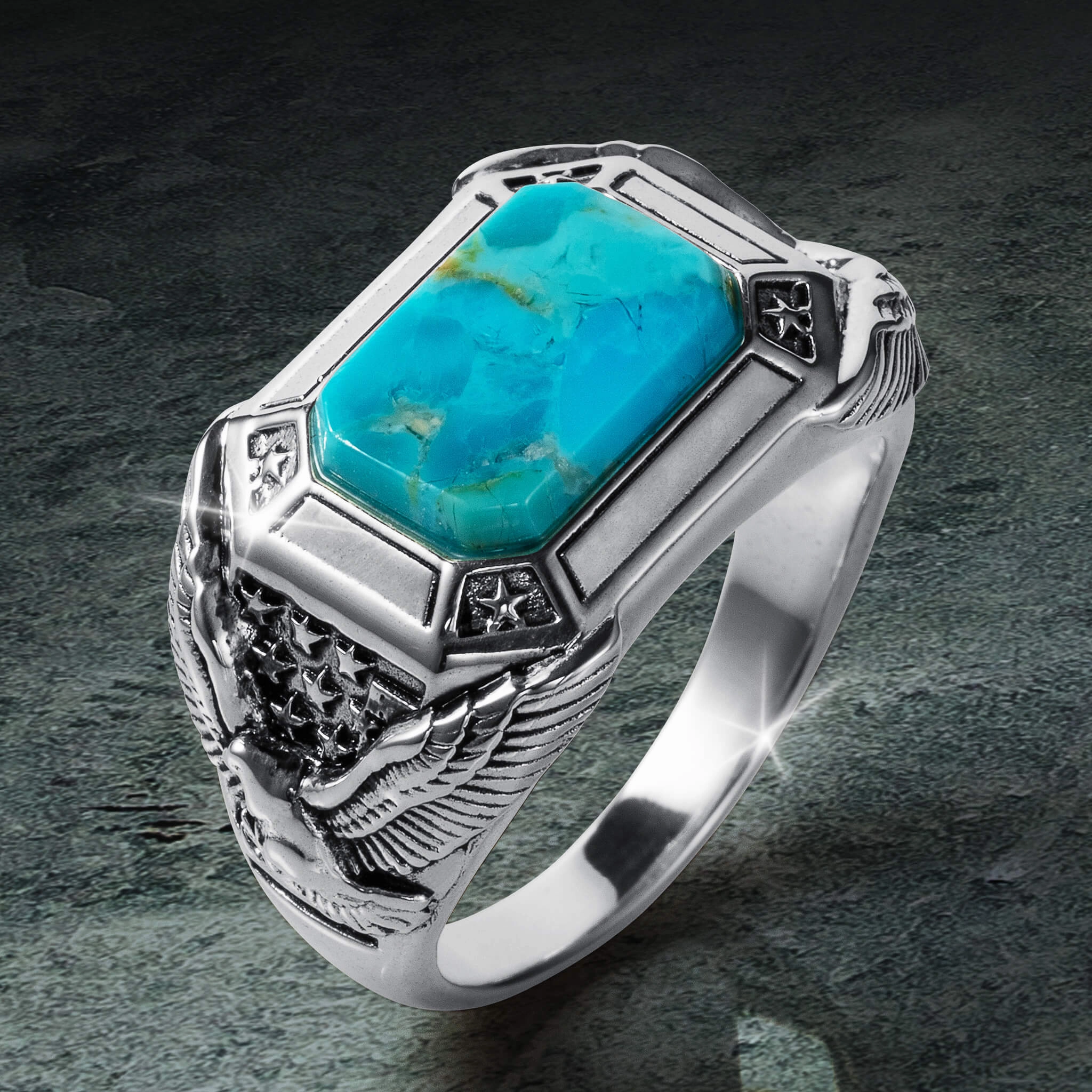 Desert Wings Turquoise Mens Ring