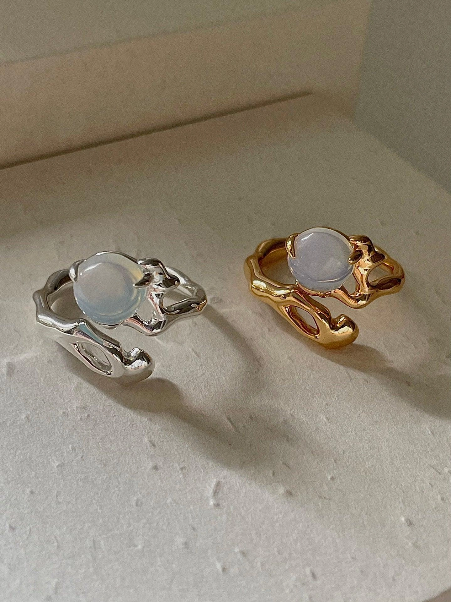 Design Opal Set Sterling Silver Ring Adjustable