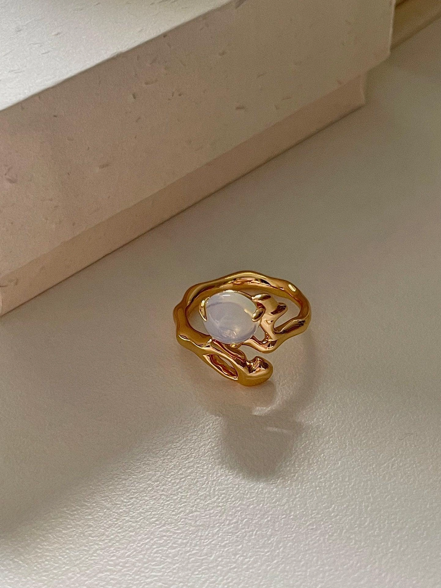 Design Opal Set Sterling Silver Ring Adjustable