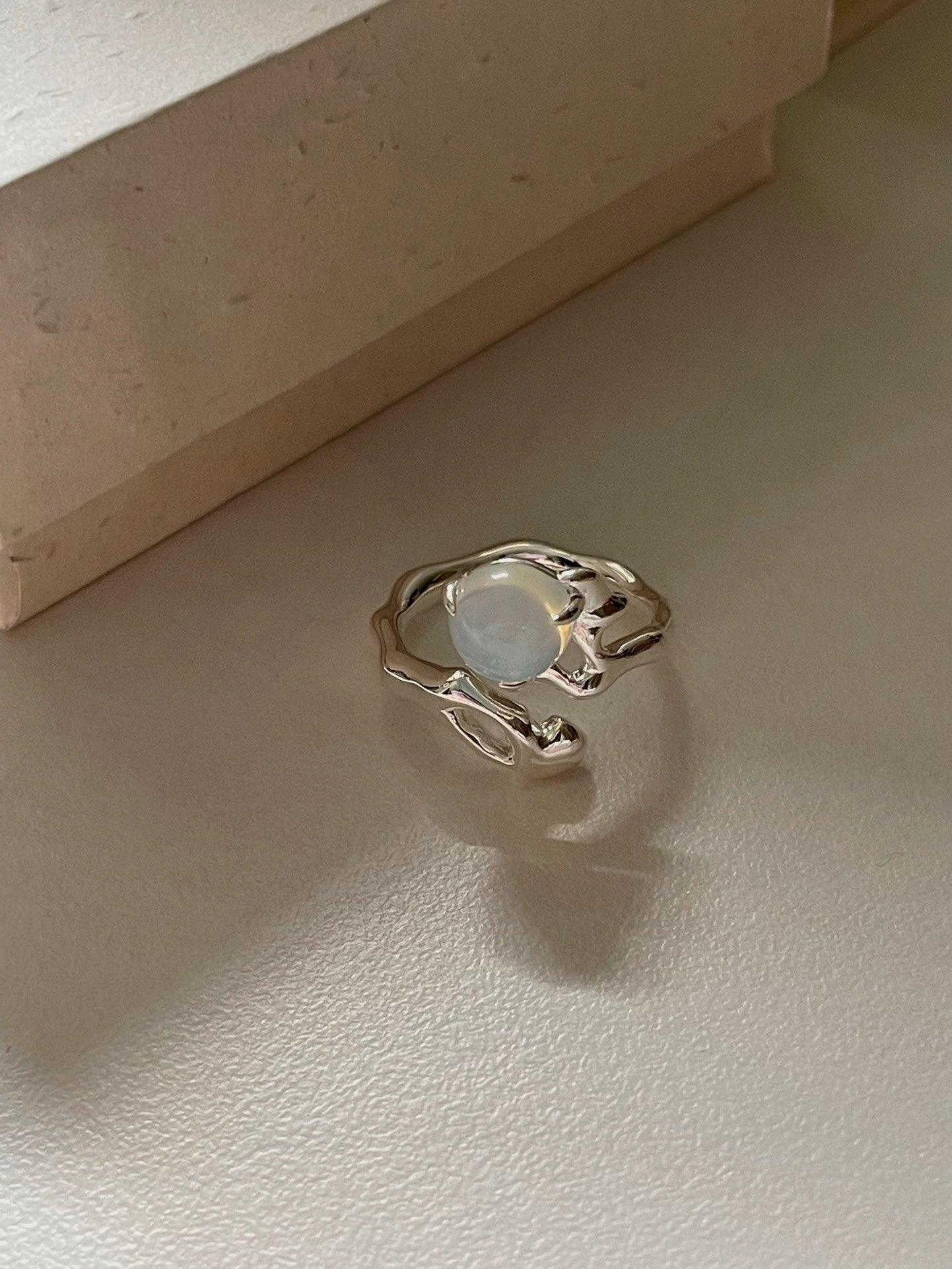 Design Opal Set Sterling Silver Ring Adjustable