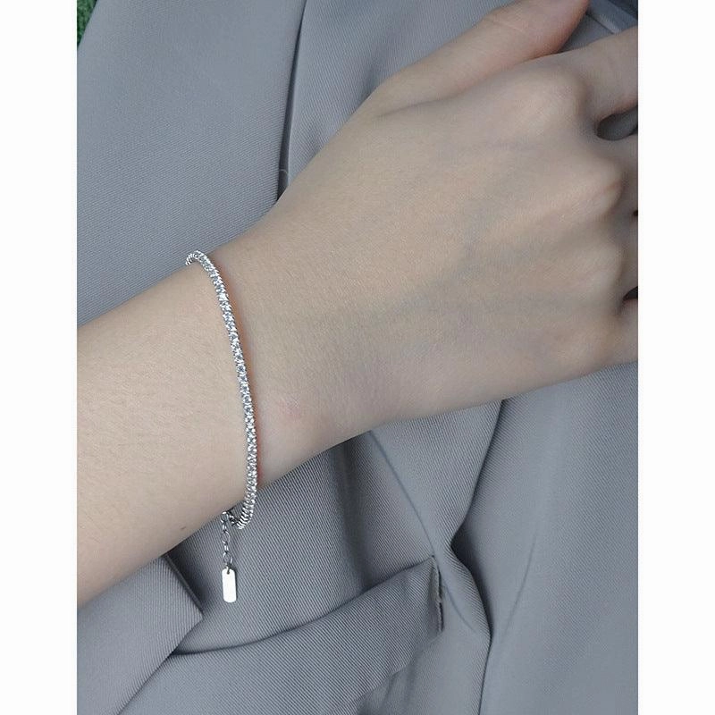 Design Sense Geometric Versatility Sparkling Ring Diamond Bracelet Sterling Silver