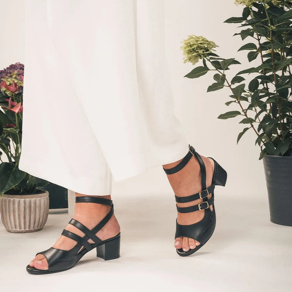 Devan Damen Vegane Apfel-Leder High-Heel Sandalen | Schwarz