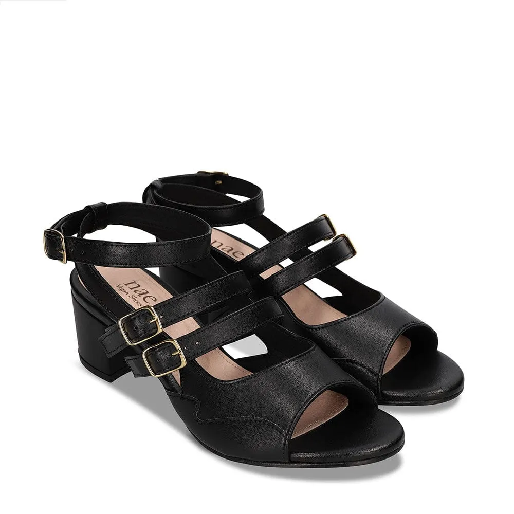 Devan Damen Vegane Apfel-Leder High-Heel Sandalen | Schwarz