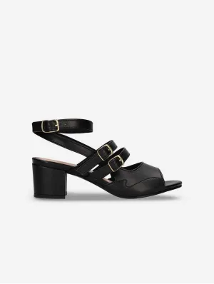 Devan Damen Vegane Apfel-Leder High-Heel Sandalen | Schwarz