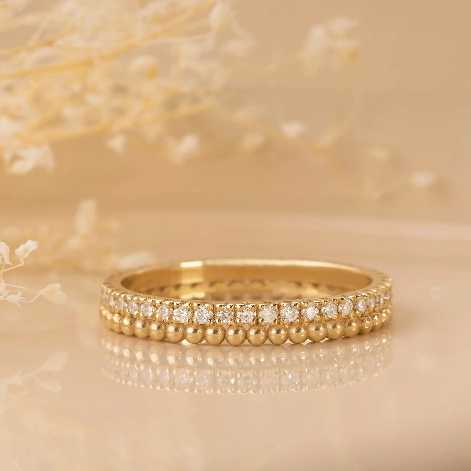 Diamond &amp; Bead Full Eternity Ring, Cassie