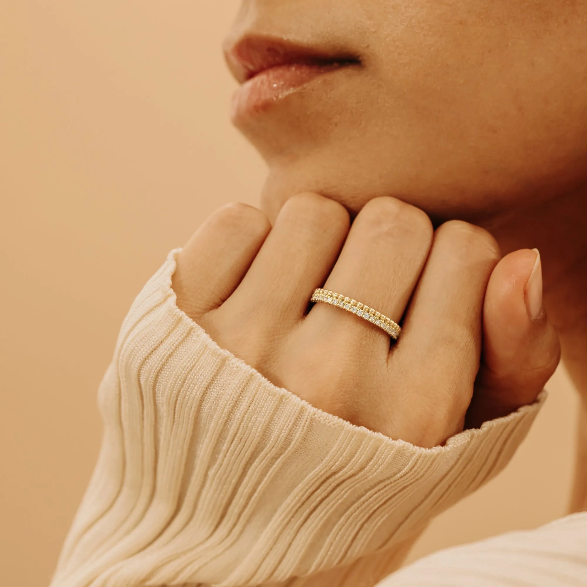 Diamond &amp; Bead Full Eternity Ring, Cassie