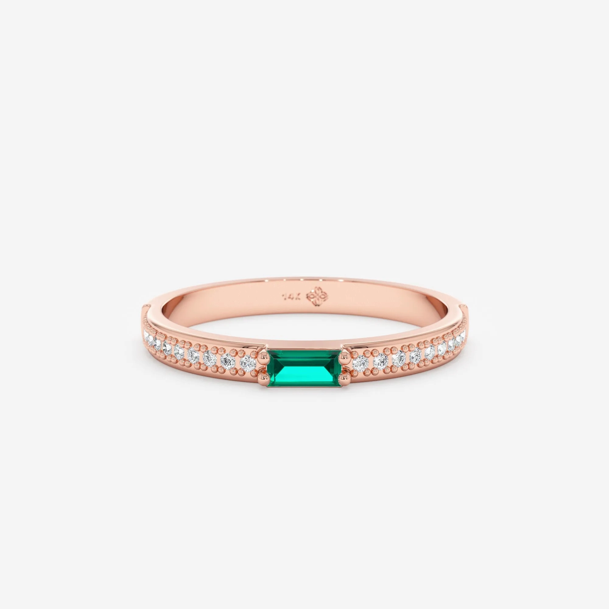 Diamond and Baguette Emerald Ring, Madilyn