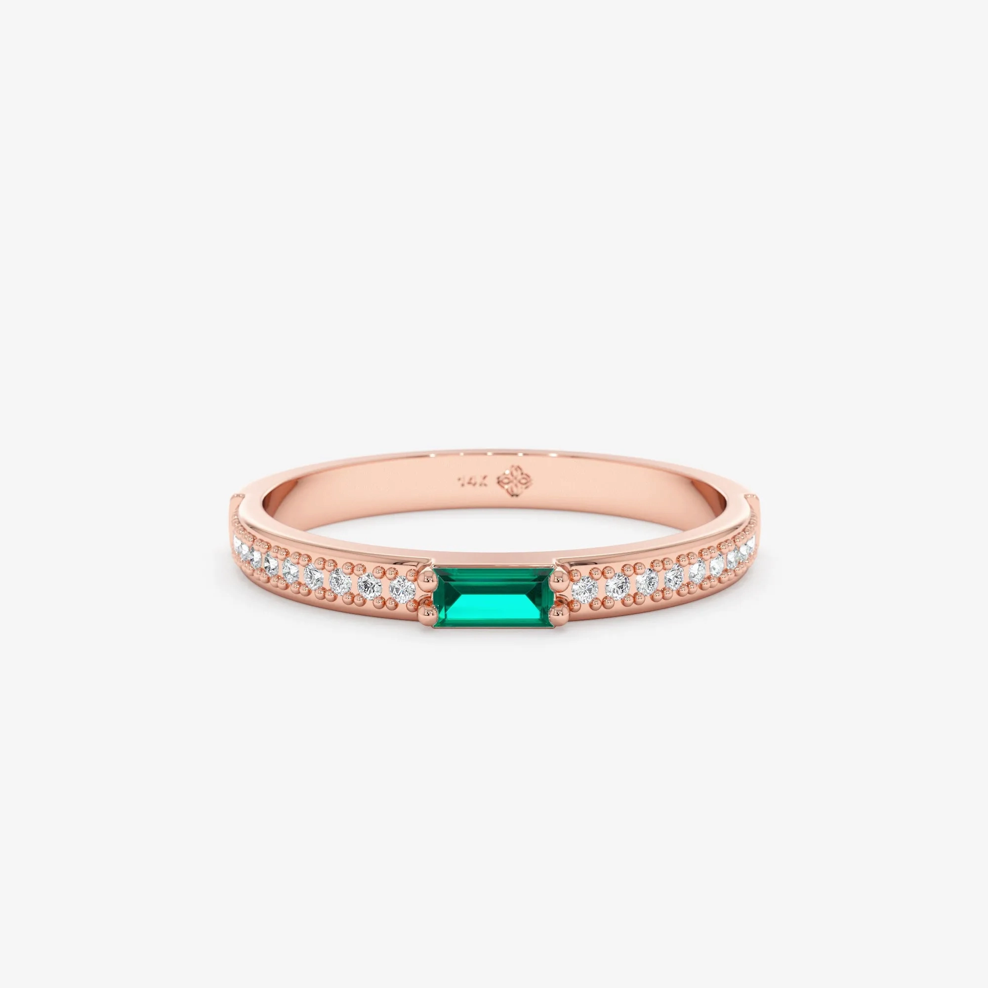 Diamond and Baguette Emerald Ring, Madilyn