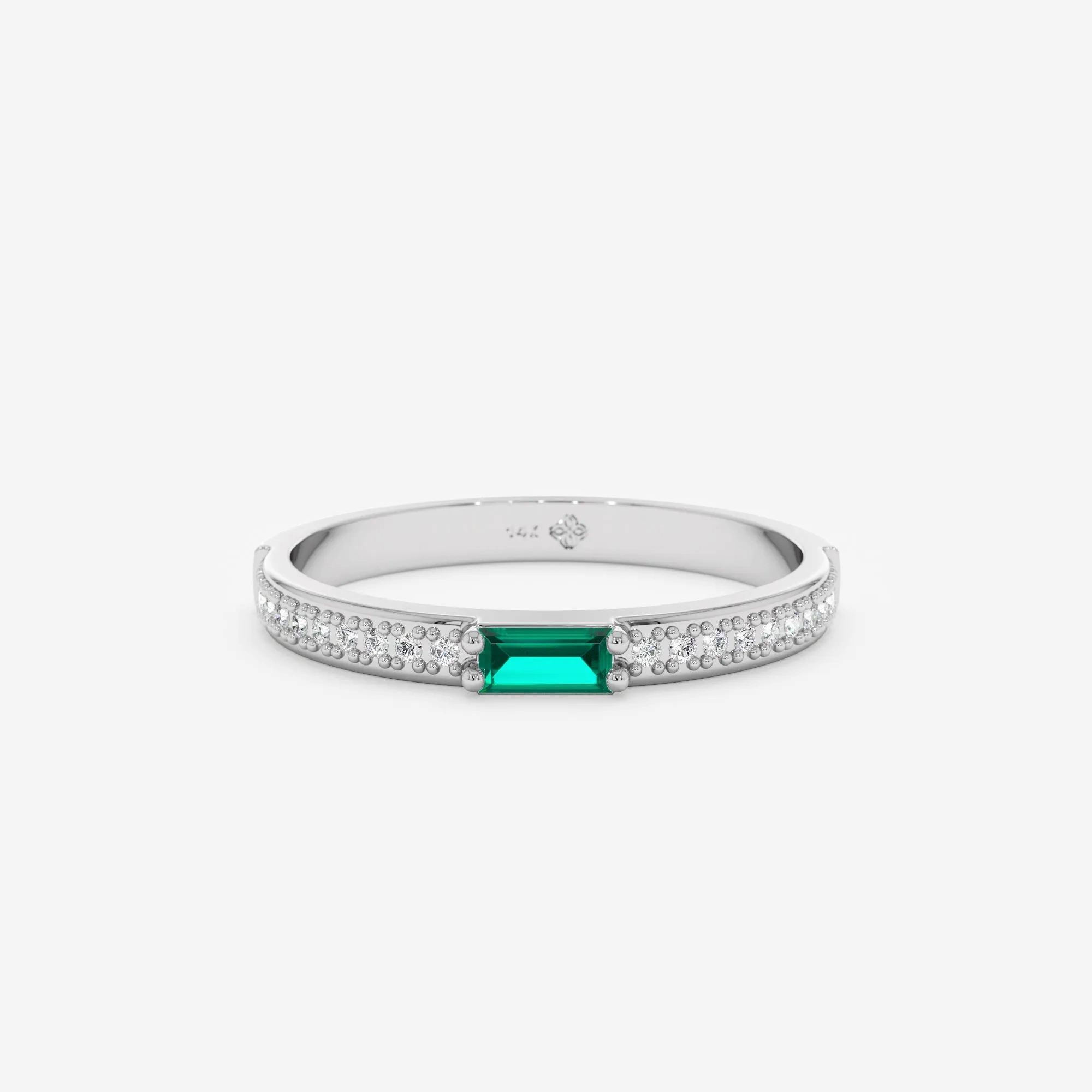 Diamond and Baguette Emerald Ring, Madilyn