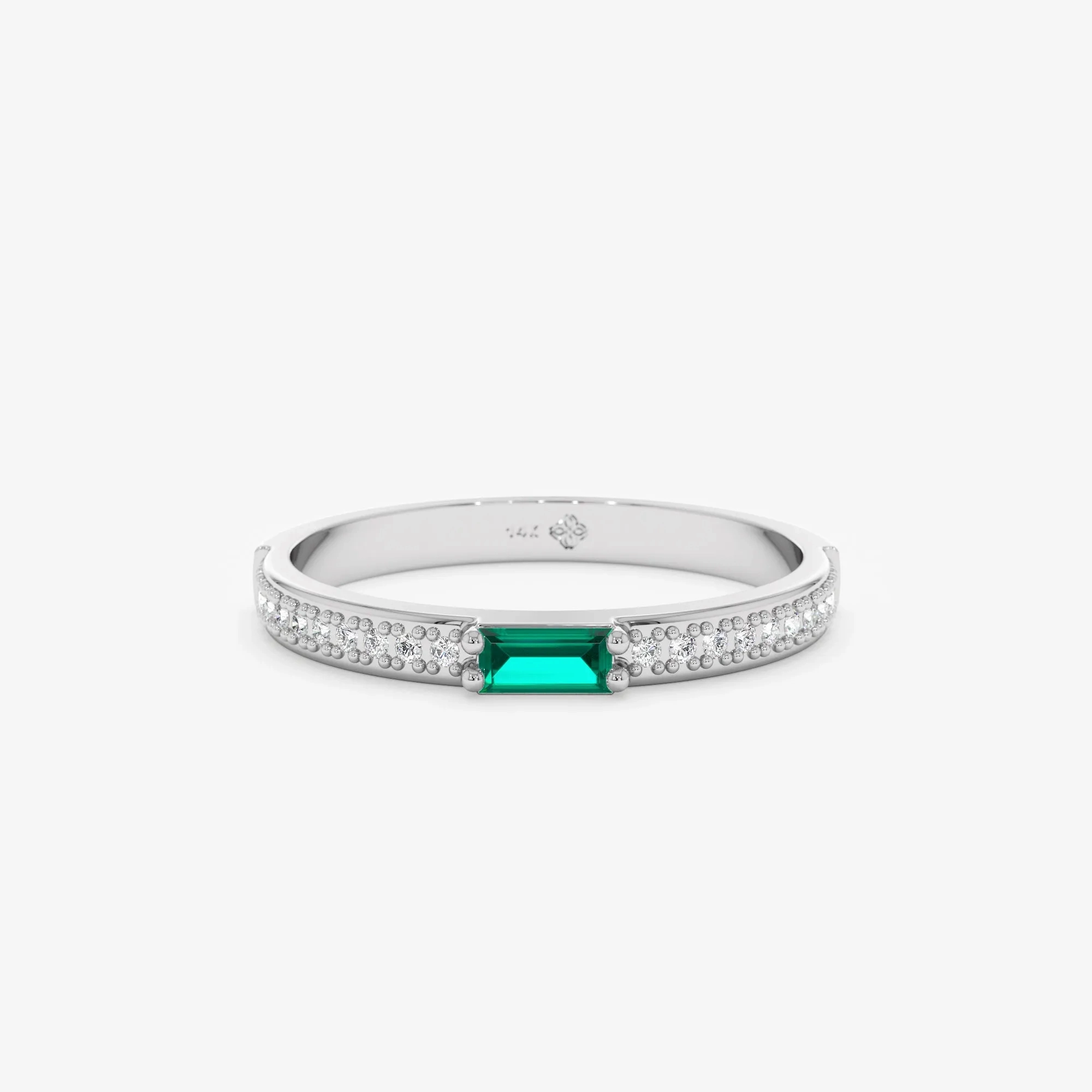 Diamond and Baguette Emerald Ring, Madilyn