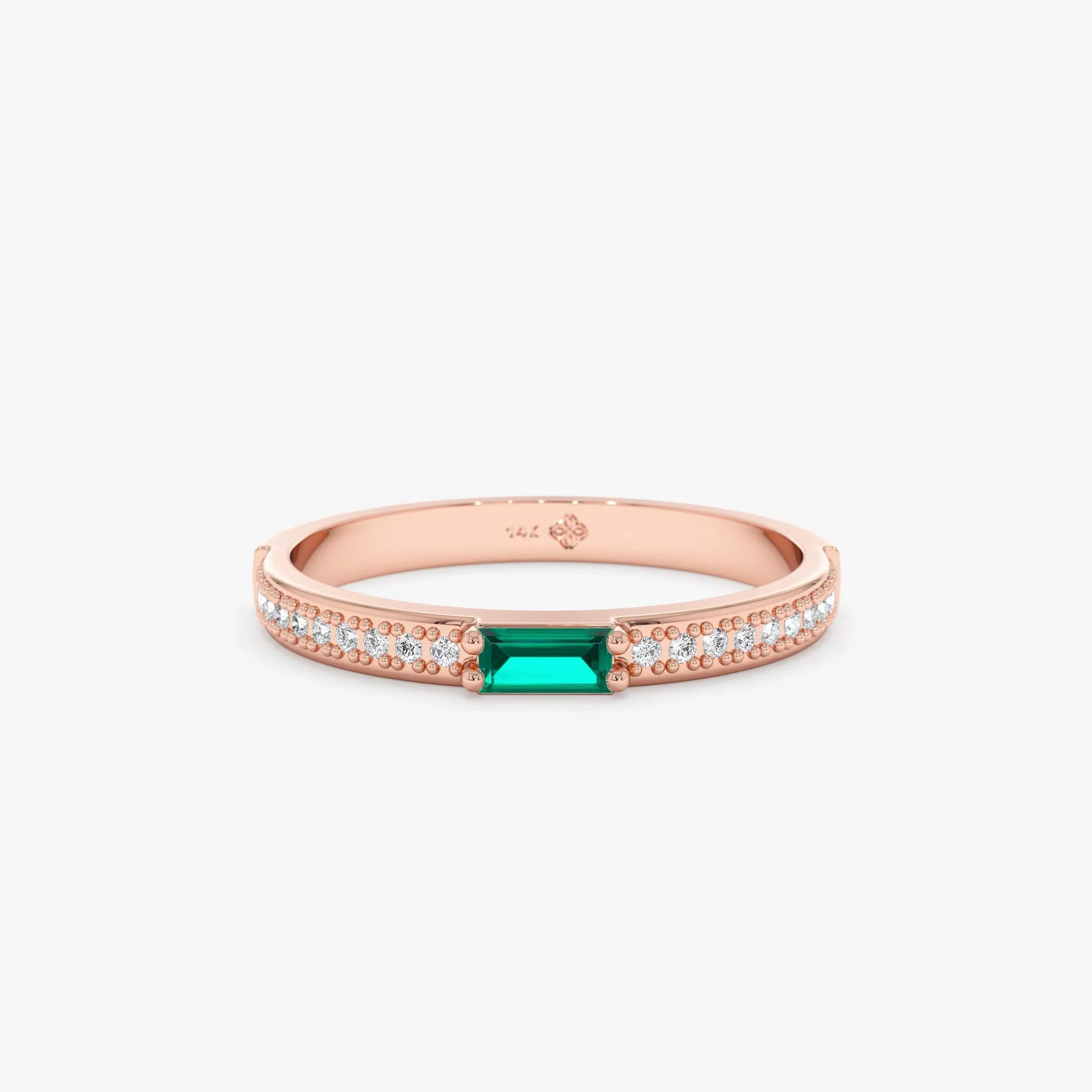 Diamond and Baguette Emerald Ring, Madilyn