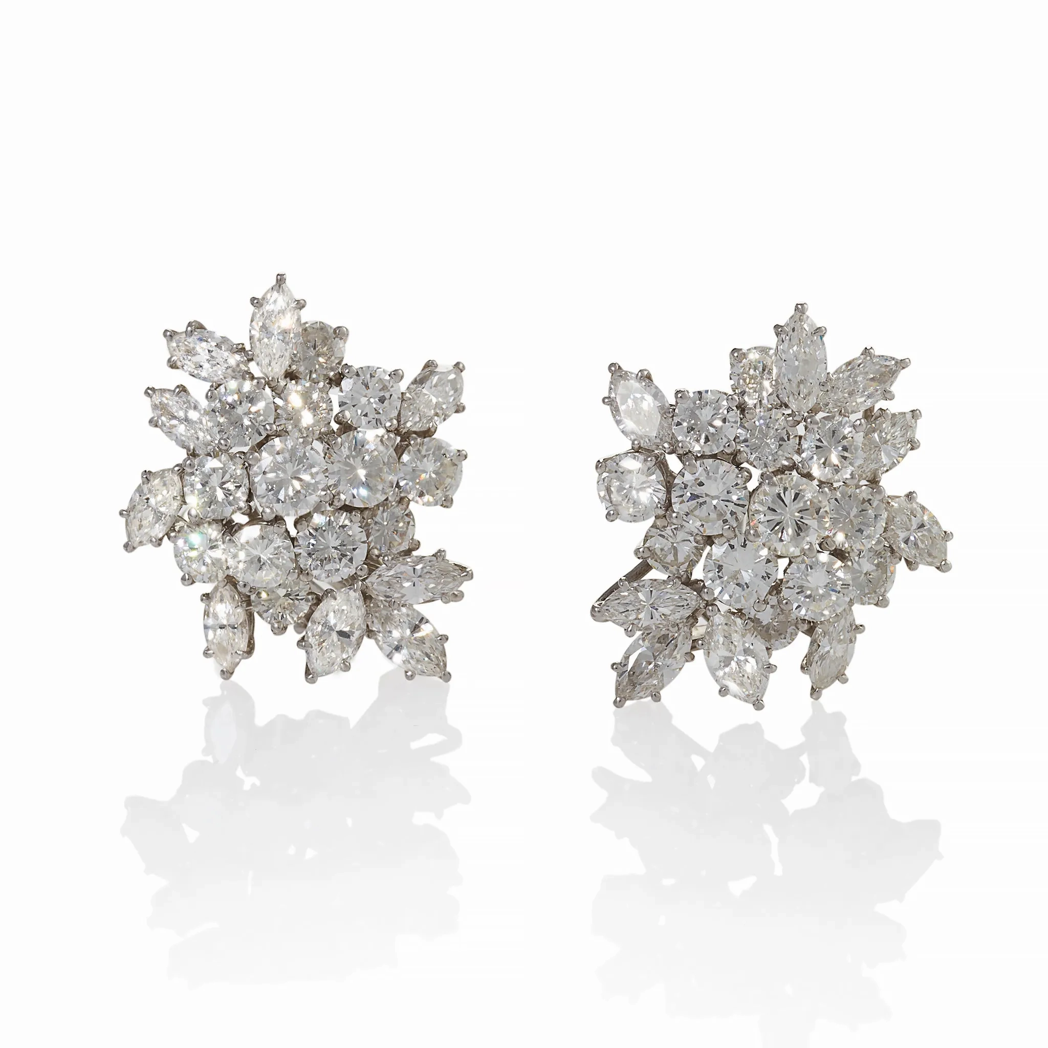 Diamond Day/Night Cluster Pendant Earrings