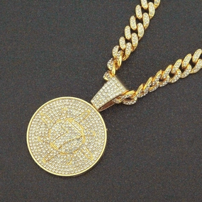 Diamond Digital Round Pendant Necklace 