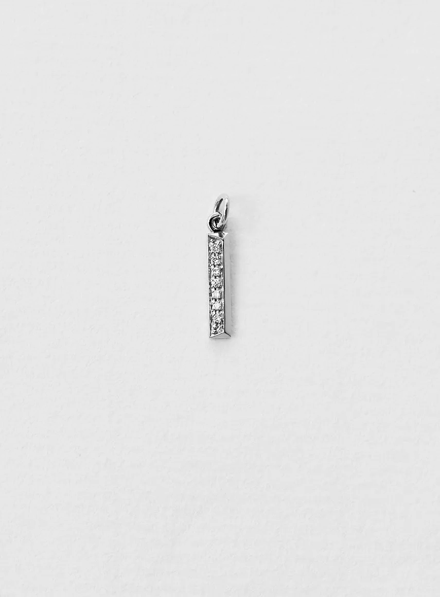 Diamond Letter I 18K Whitegold Necklace or Pendant w. Diamond