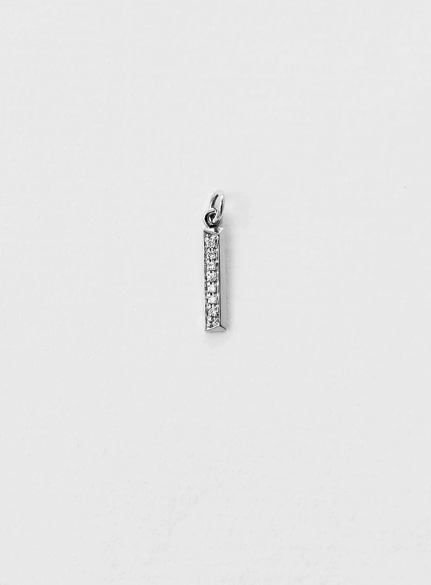 Diamond Letter I 18K Whitegold Necklace or Pendant w. Diamond