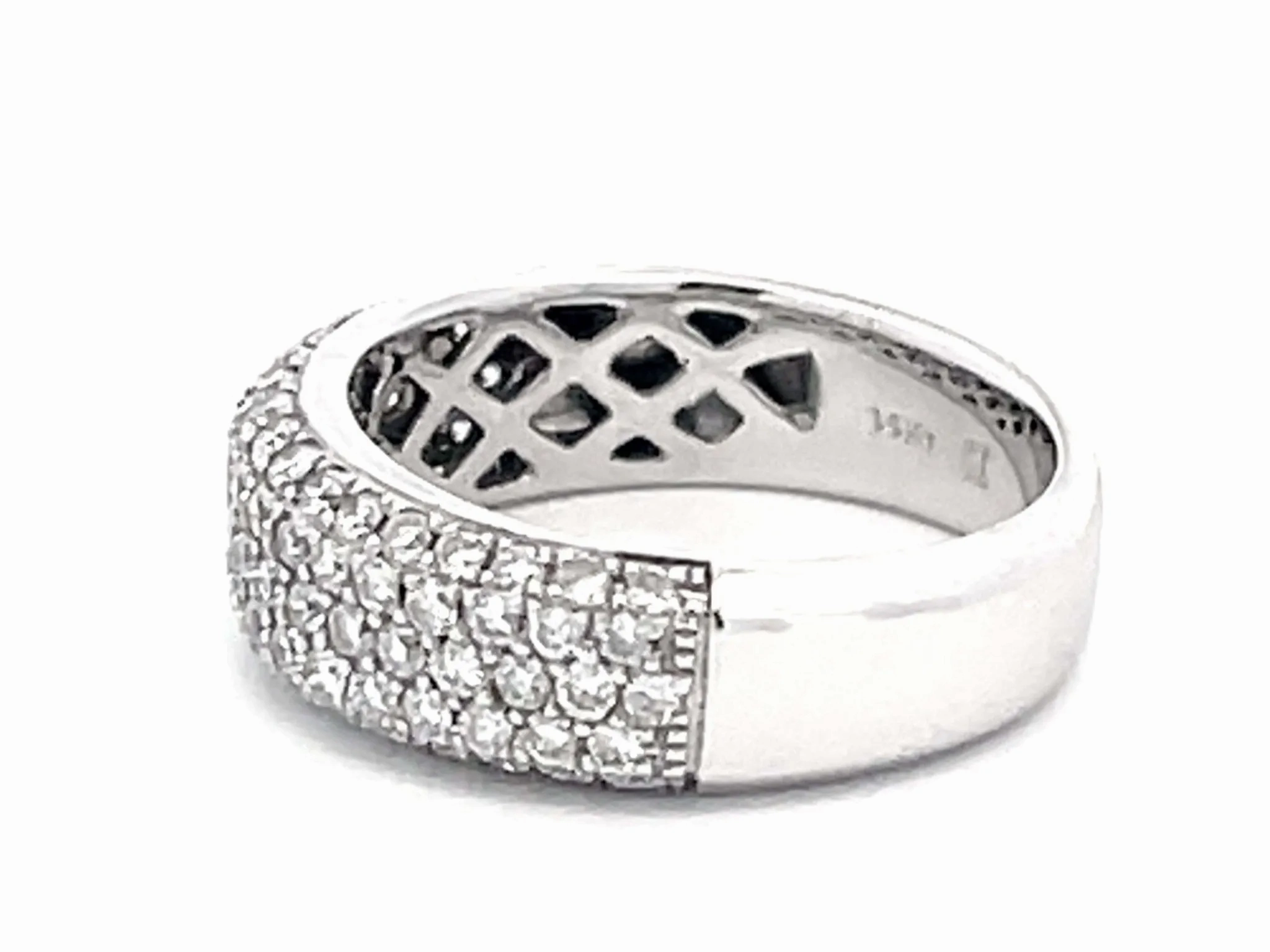 Diamond Studded Band Ring 14k White Gold