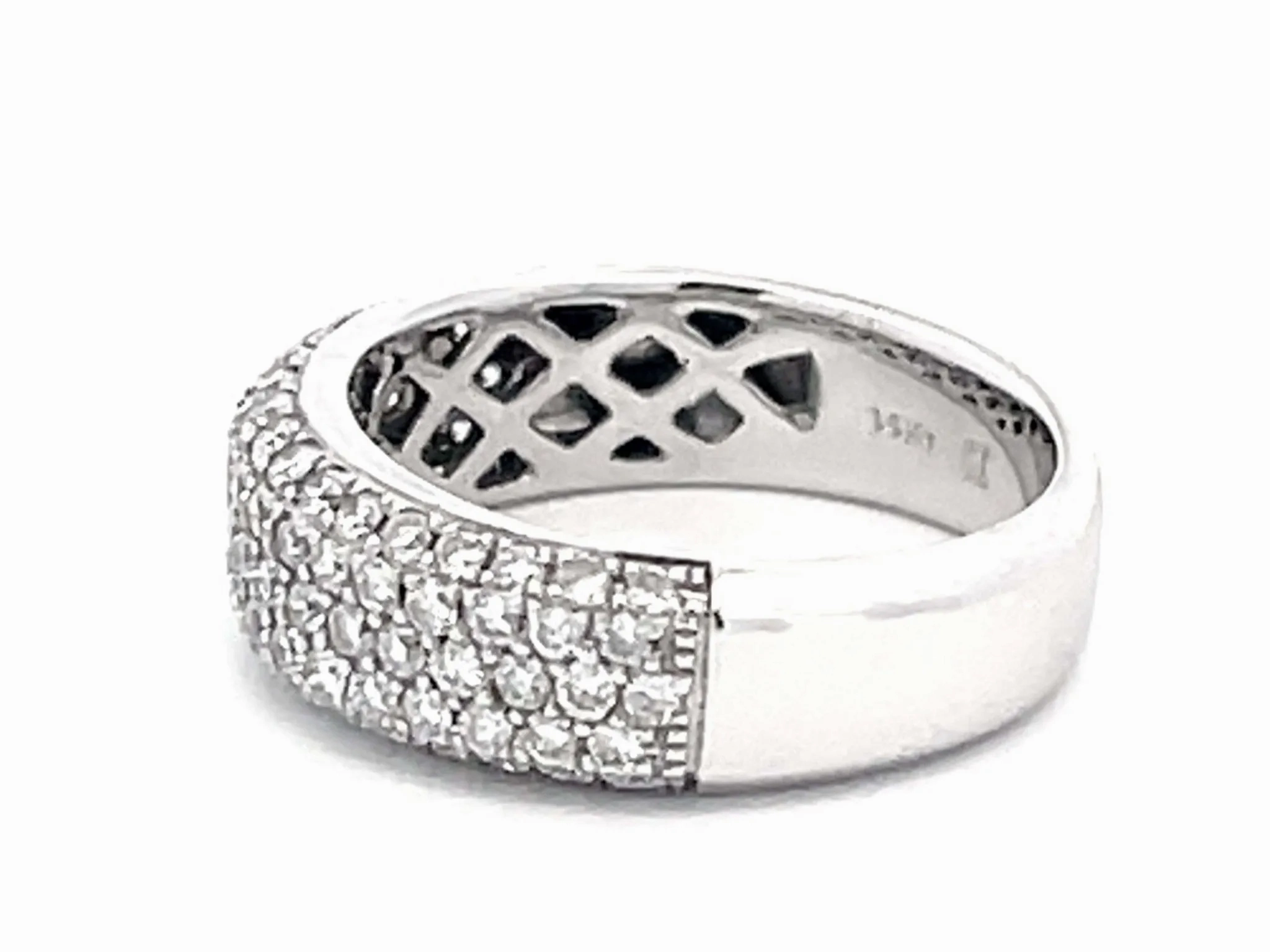 Diamond Studded Band Ring 14k White Gold