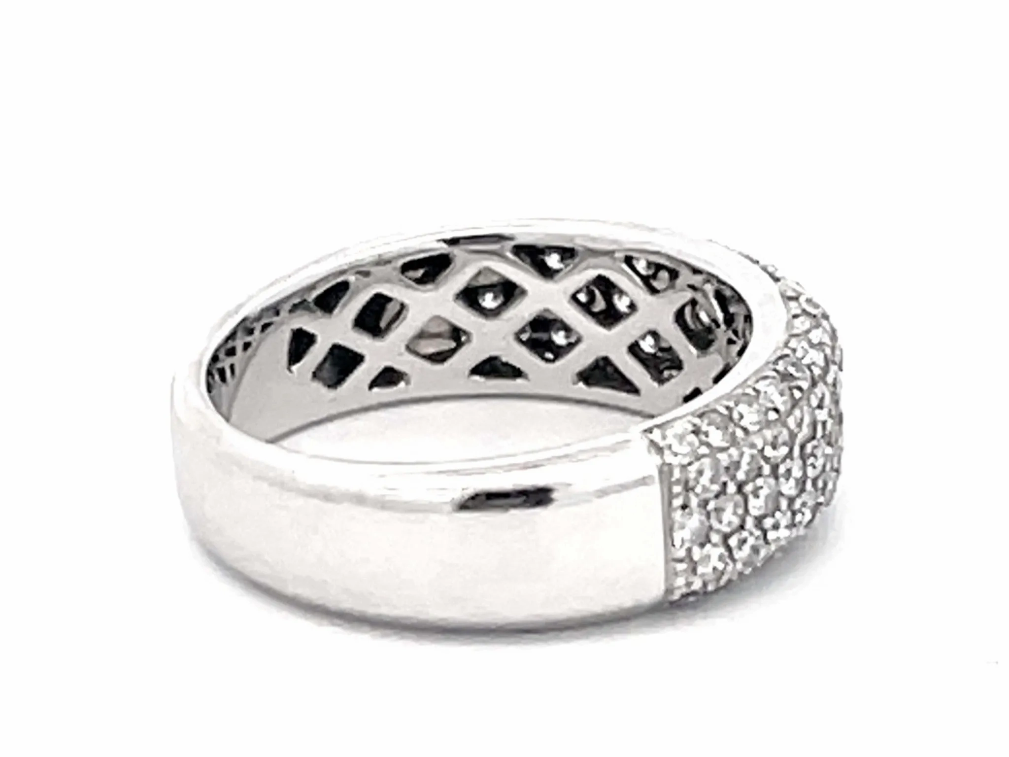 Diamond Studded Band Ring 14k White Gold