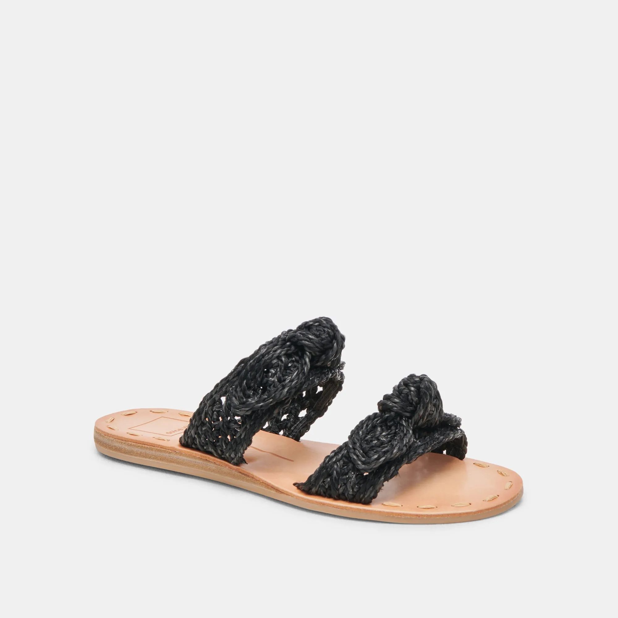 DINAH WEITE SANDALEN ONYX RAFFIA