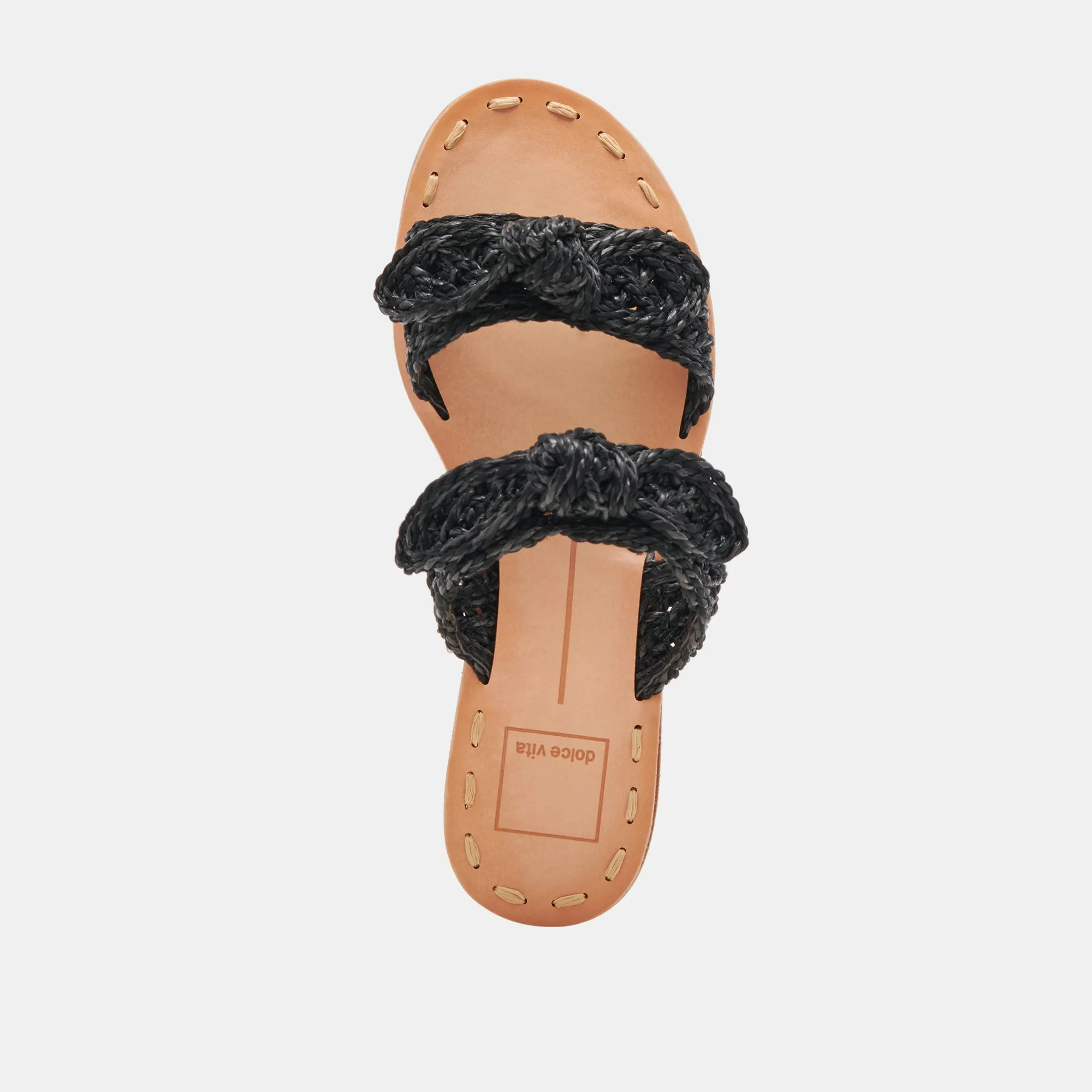 DINAH WEITE SANDALEN ONYX RAFFIA
