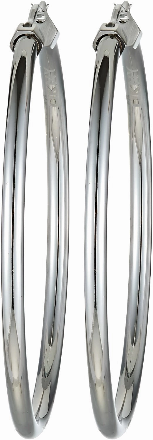 DKNY Ladies Silver Hoop Earrings