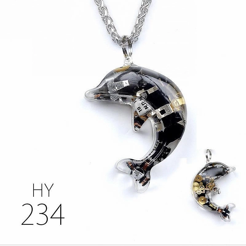 Dolphin Steampunk Electronic Pendant Necklace