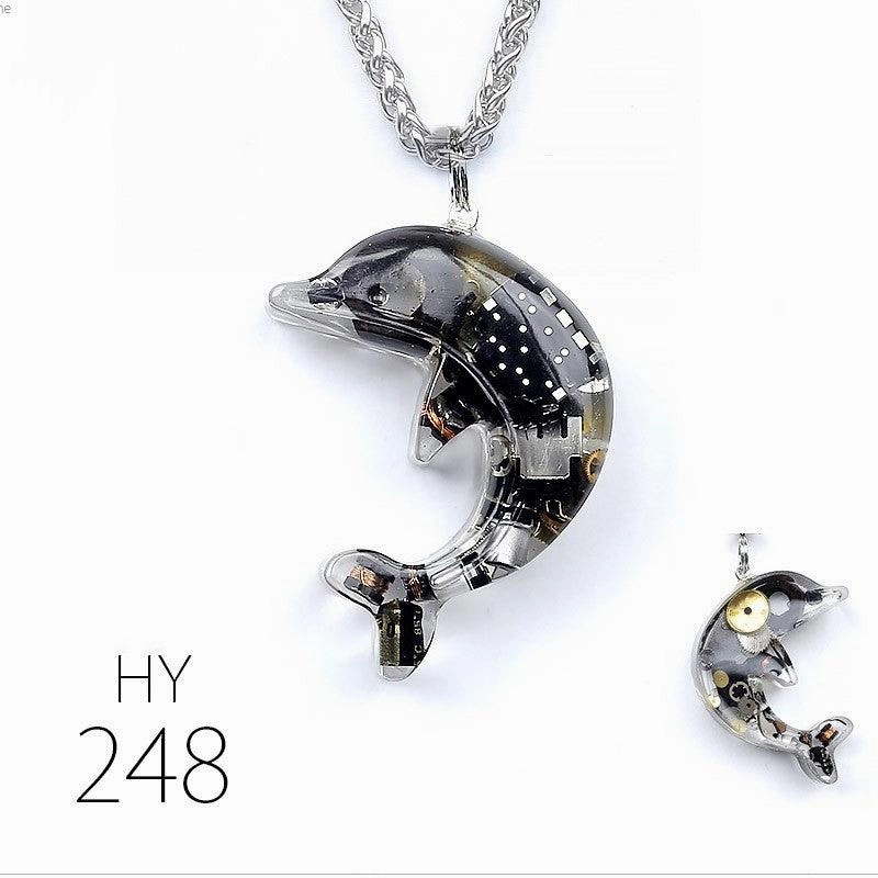 Dolphin Steampunk Electronic Pendant Necklace