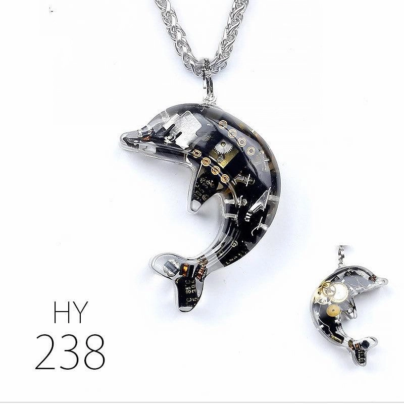 Dolphin Steampunk Electronic Pendant Necklace