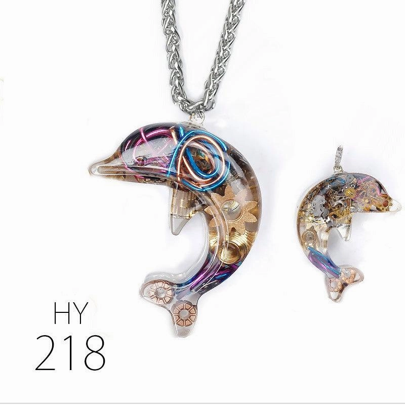 Dolphin Steampunk Electronic Pendant Necklace