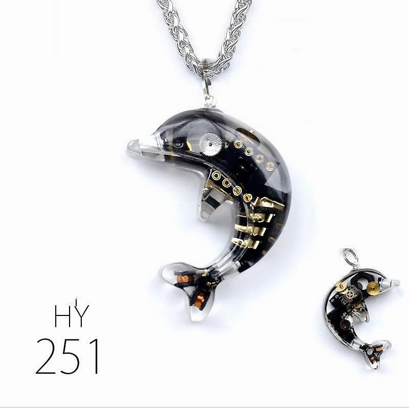 Dolphin Steampunk Electronic Pendant Necklace