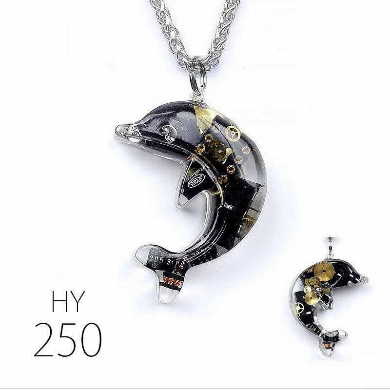 Dolphin Steampunk Electronic Pendant Necklace