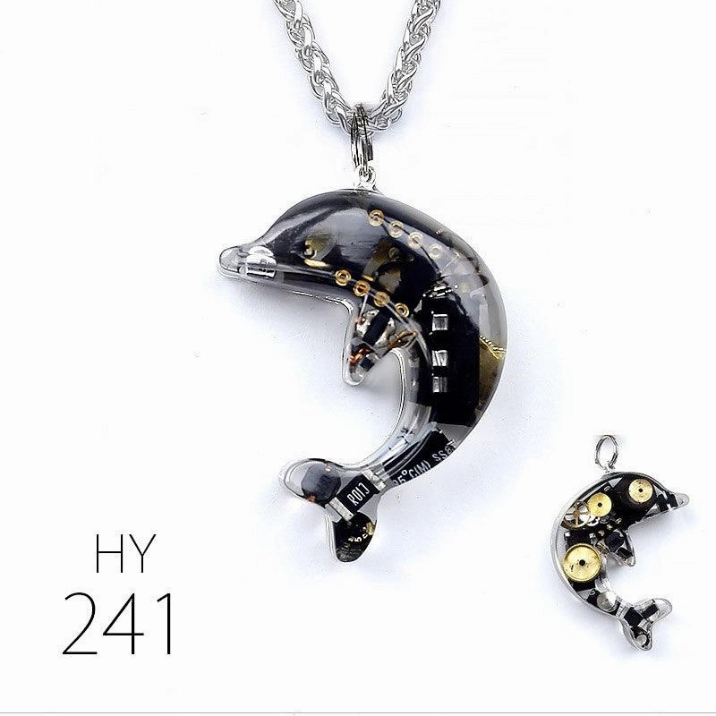 Dolphin Steampunk Electronic Pendant Necklace